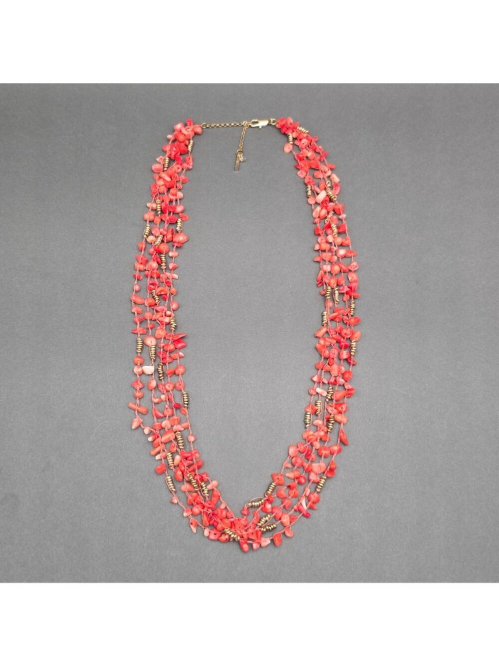 Kenneth Cole Coral Chip Necklace 28" Multi Strand Statement - Picture 4 of 10